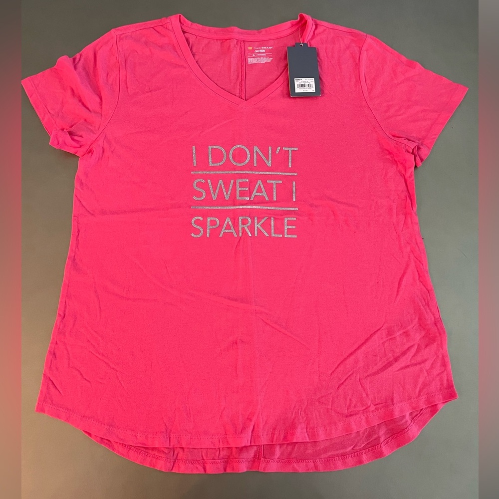 Tek Gear Pink Graphic Tee - I Don't Sweat I Sparkle